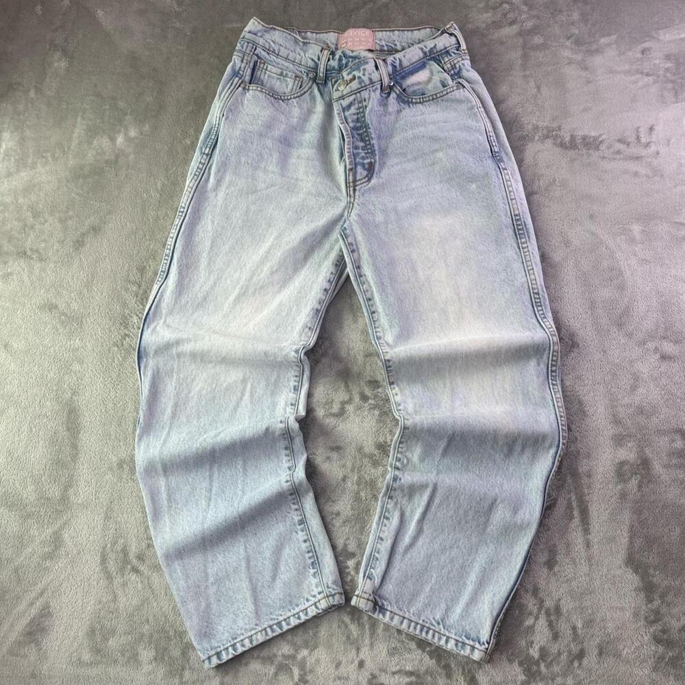REVICE Denim Women’s 28 Light Wash Crossover Fly Relaxed Jeans 100% Cotton